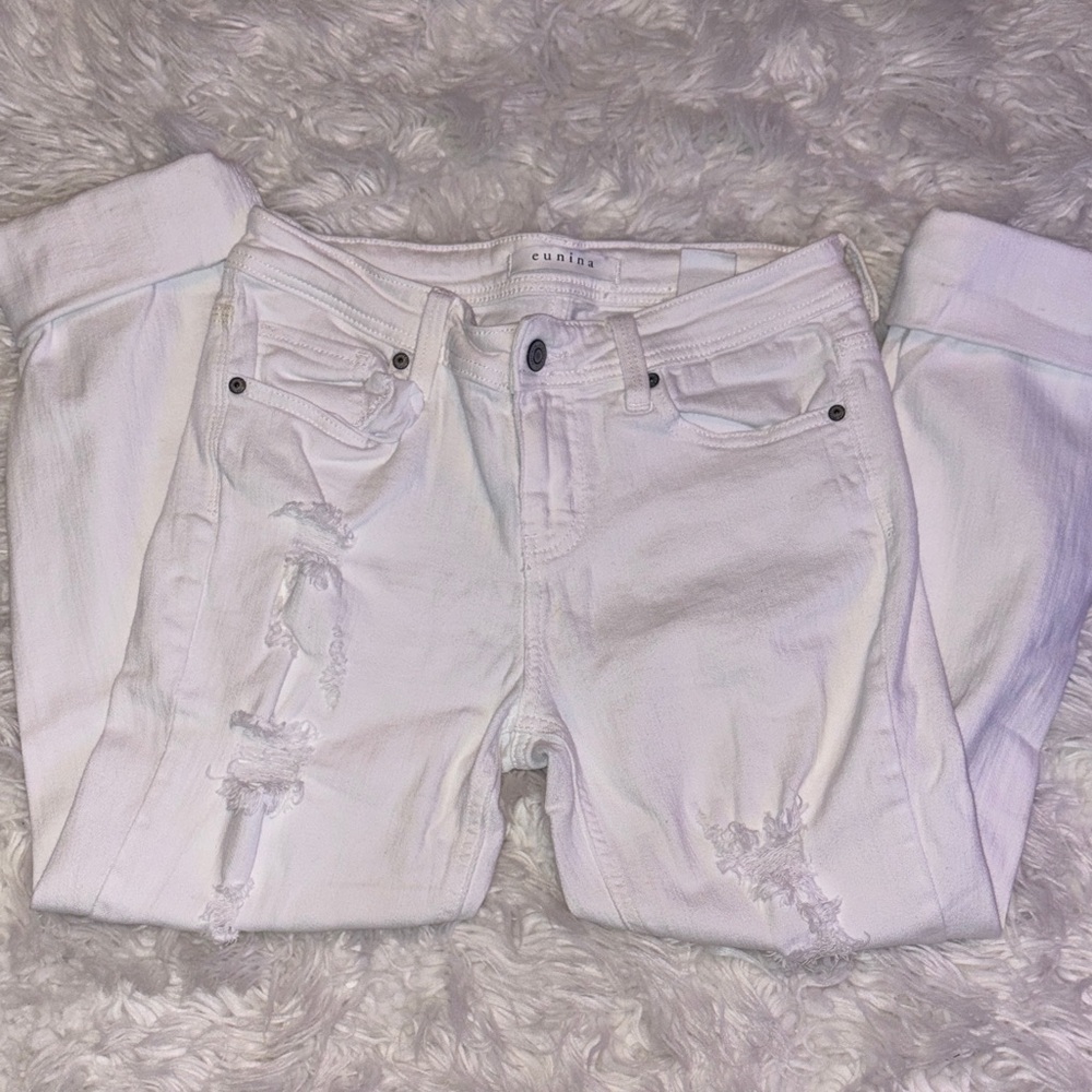 Eunina White Distressed Boyfriend Jeans
